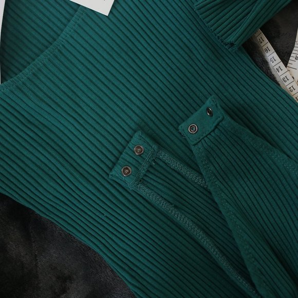 NTW Ribbed Green Square Neck Bodysuit. - Picture 3 of 4